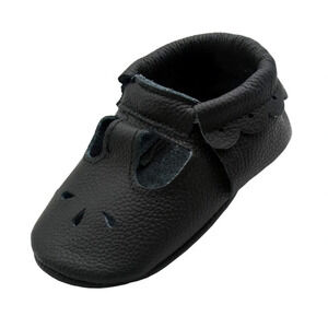 Janiepoo Leather Baby Mary Jane Moccasin Scallop Shoe NB-3M Adorable NEW